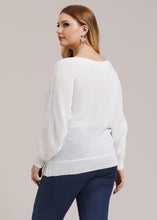 Load image into Gallery viewer, Loose White Slash Neck Knit Top Batwing Sleeve