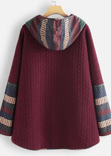 Load image into Gallery viewer, Loose Wine Red Hooded Embroideried Button Patchwork Thick Coats Fall