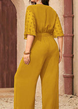 Load image into Gallery viewer, Loose Yellow Bow Patchwork High Waist Chiffon Wide Leg Jumpsuit Summer