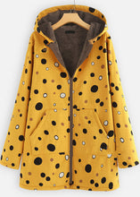 Load image into Gallery viewer, Loose Yellow Hooded Dot Print Patchwork Warm Fleece Coat Fall