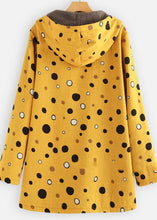 Load image into Gallery viewer, Loose Yellow Hooded Dot Print Patchwork Warm Fleece Coat Fall