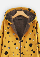 Load image into Gallery viewer, Loose Yellow Hooded Dot Print Patchwork Warm Fleece Coat Fall