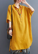 Load image into Gallery viewer, Loose Yellow Peter Pan Collar Patchwork Cotton Shirts Dress Summer