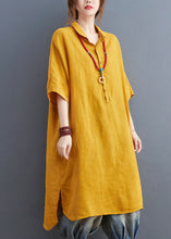 Load image into Gallery viewer, Loose Yellow Peter Pan Collar Patchwork Cotton Shirts Dress Summer