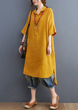 Load image into Gallery viewer, Loose Yellow Peter Pan Collar Patchwork Cotton Shirts Dress Summer