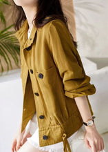 Load image into Gallery viewer, Loose Yellow Stand Collar Button Patchwork Cotton Jacket Fall