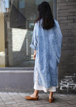 Load image into Gallery viewer, Loose denim blue Tunics stand collar side open Plus Size Dresses