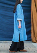 Load image into Gallery viewer, Loose stand collar Tunic Photography denim light blue Dress