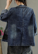 Load image into Gallery viewer, Luxury Black Embroideried Pockets Button Patchwork Fall Denim Coat