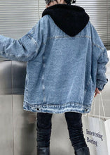 Load image into Gallery viewer, Luxury Denim Blue Pockets Patchwork Thick Winter Jacket