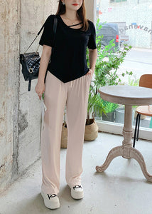 Modern Beige Elastic Waist Draping Spandex Wide Leg Pants Fall