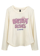 Load image into Gallery viewer, Modern Beige Letter Print Cotton Sweatshirts Top Fall