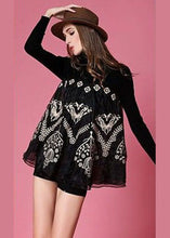 Load image into Gallery viewer, Modern Black High Neck Organza Patchwork Knit Top Spring