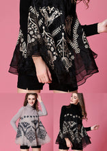 Load image into Gallery viewer, Modern Black High Neck Organza Patchwork Knit Top Spring