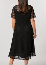 Load image into Gallery viewer, Modern Black Hollow Out Lace Maxi Dresses Short Sleeve