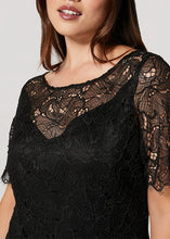 Load image into Gallery viewer, Modern Black Hollow Out Lace Maxi Dresses Short Sleeve