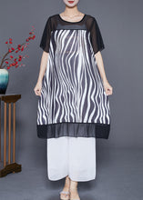 Load image into Gallery viewer, Modern Black Oversized Striped Zircon Chiffon Maxi Dresses Summer