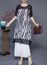 Load image into Gallery viewer, Modern Black Oversized Striped Zircon Chiffon Maxi Dresses Summer