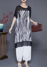 Load image into Gallery viewer, Modern Black Oversized Striped Zircon Chiffon Maxi Dresses Summer