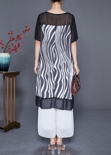 Load image into Gallery viewer, Modern Black Oversized Striped Zircon Chiffon Maxi Dresses Summer