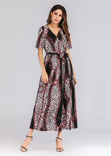 Load image into Gallery viewer, Modern Black Patchwork Tie Waist Chiffon Holiday Maxi Dresses Summer