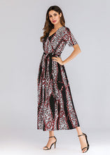 Load image into Gallery viewer, Modern Black Patchwork Tie Waist Chiffon Holiday Maxi Dresses Summer