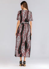 Load image into Gallery viewer, Modern Black Patchwork Tie Waist Chiffon Holiday Maxi Dresses Summer