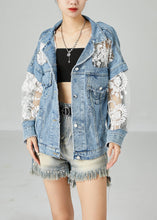 Load image into Gallery viewer, Modern Blue Lace Tulle Patchwork Denim Coats Summer