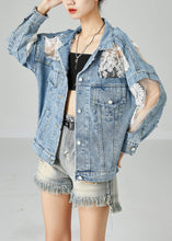 Load image into Gallery viewer, Modern Blue Lace Tulle Patchwork Denim Coats Summer