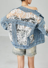 Load image into Gallery viewer, Modern Blue Lace Tulle Patchwork Denim Coats Summer