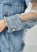 Load image into Gallery viewer, Modern Blue Lace Tulle Patchwork Denim Coats Summer