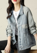 Load image into Gallery viewer, Modern Blue PeterPan Collar Button Patchwork denim Jacket Spring