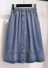 Load image into Gallery viewer, Modern Blue Pockets Elastic Waist Patchwork Denim Skirt Fall