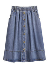 Load image into Gallery viewer, Modern Blue Pockets Elastic Waist Patchwork Denim Skirt Fall