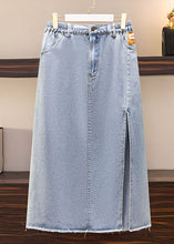 Load image into Gallery viewer, Modern Blue Pockets Side Open Patchwork Denim Skirts Summer