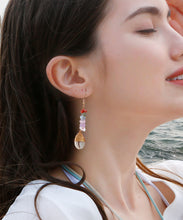 Load image into Gallery viewer, Modern Copper Shell Crystal Knit Fabric Drop Earrings