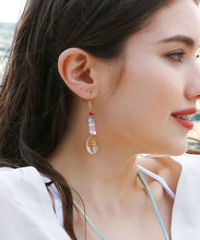 Load image into Gallery viewer, Modern Copper Shell Crystal Knit Fabric Drop Earrings