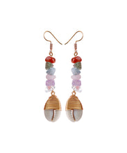 Load image into Gallery viewer, Modern Copper Shell Crystal Knit Fabric Drop Earrings