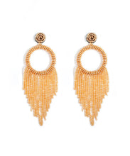 Load image into Gallery viewer, Modern Gold Rice Ball Circular Tassel Drop Earrings