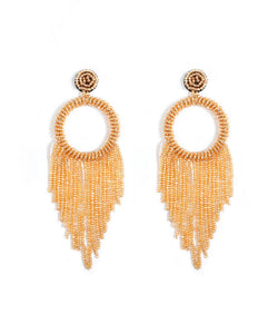 Modern Gold Rice Ball Circular Tassel Drop Earrings