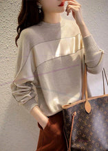 Load image into Gallery viewer, Modern Grey O-Neck Chiffo Patchwork Knit Pullover Long Sleeve