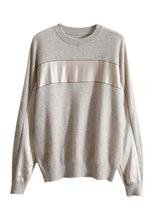 Load image into Gallery viewer, Modern Grey O-Neck Chiffo Patchwork Knit Pullover Long Sleeve