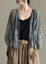 Load image into Gallery viewer, Modern Khaki Jacquard Hollow Out Cotton Short Cardigans