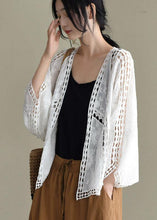 Load image into Gallery viewer, Modern Khaki Jacquard Hollow Out Cotton Short Cardigans