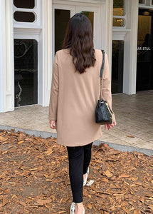 Modern Khaki Print Side Open Cotton Pullover Sweatshirt Fall