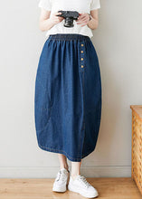 Load image into Gallery viewer, Modern Navy Wrinkled Pockets Elastic Waist Patchwork Denim Skirts Summer