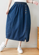 Load image into Gallery viewer, Modern Navy Wrinkled Pockets Elastic Waist Patchwork Denim Skirts Summer