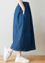 Load image into Gallery viewer, Modern Navy Wrinkled Pockets Elastic Waist Patchwork Denim Skirts Summer