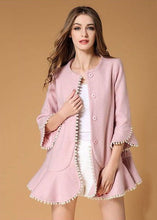 Load image into Gallery viewer, Modern Pink Nail bead Ruffles Woolen Coats Spring