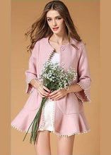 Load image into Gallery viewer, Modern Pink Nail bead Ruffles Woolen Coats Spring